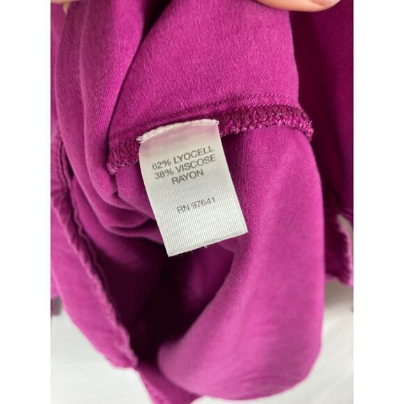 J Jill Tunic Womens Long Sleeve Magenta Partial Button Shirt Lyocell Large - Picture 4 of 5
